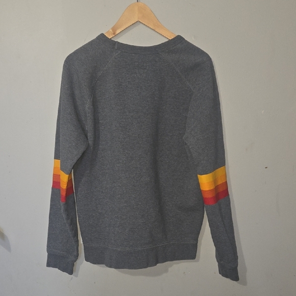Aviator Nation Charcoal Crewneck with Vibrant Stripes - Picture 3 of 3